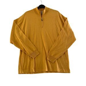 Linea uomo Sweater Mens XXL Mustard Quarter 1/4 Zip‎ Pullover Long Sleeve Wool